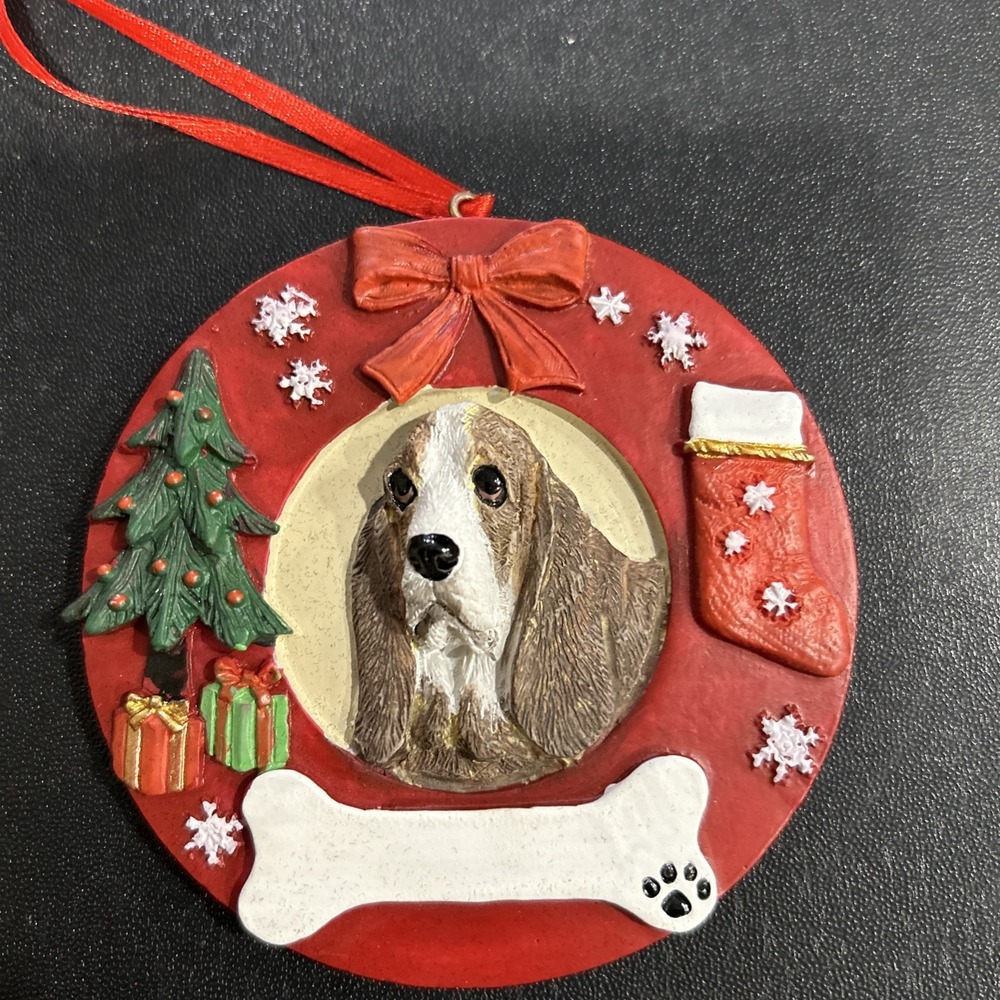 E & S Pets Christmas Ornament Basset Hound Brown Dog‎ Can Be Personalized New
